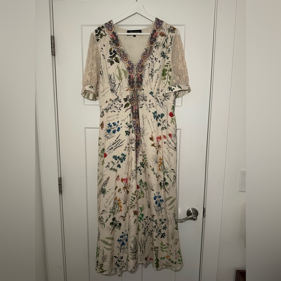 Geisha Designs Anthropologie Donna Floral Midi Dress, Size Large - Picture 5 of 13
